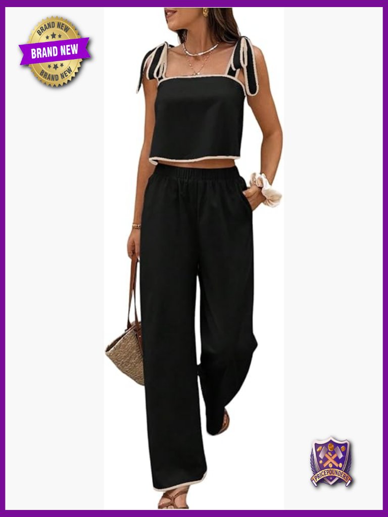 2 Piece Set Crop Top And Pants Travel Outfits Vacation